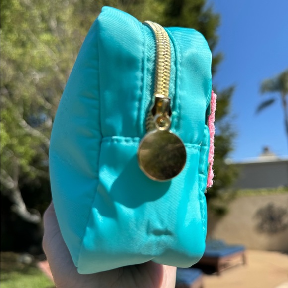 Medium Nylon Teal Makeup Bag with “Faith” in Chenille Letters - Picture 3 of 3